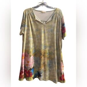 Sunflower by Firmiana stretchy Floral Print Womens Top size 2X